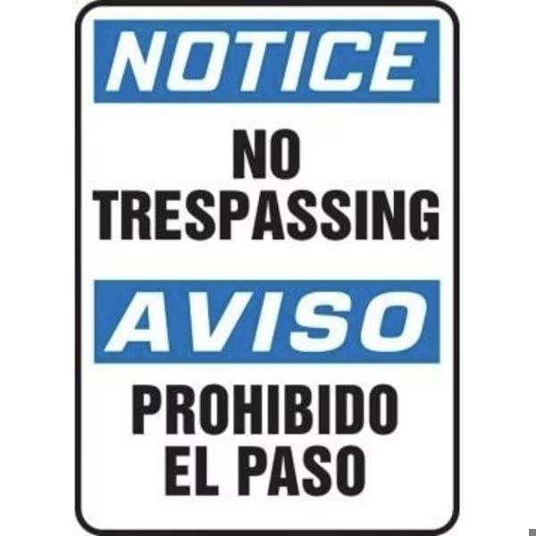Accuform BILINGUAL OSHA NOTICE Safety Sign NO SBMATR804VS - main